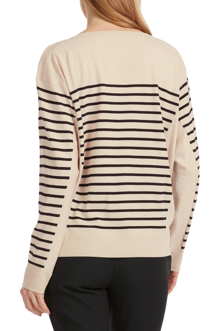 Marc Cain Sports VS 41.08 M74 913 Almond Milk Black Wide Neck Jumper - Olivia Grace Fashion