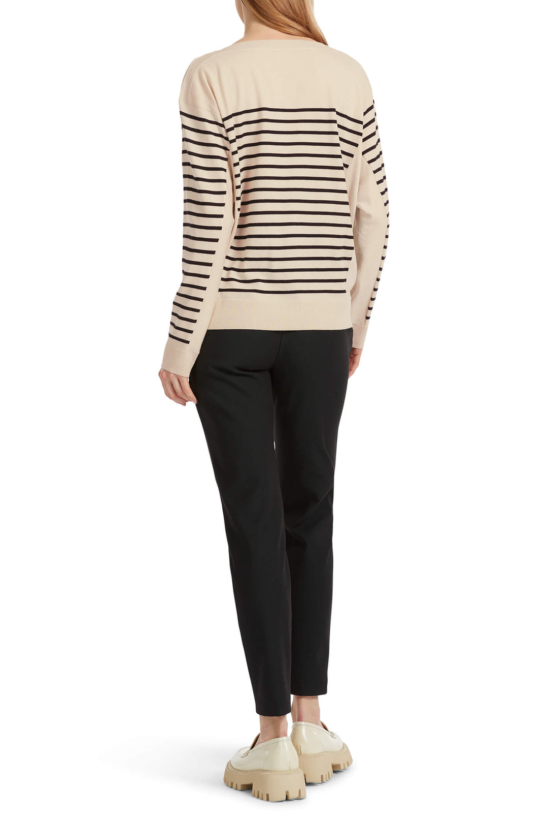 Marc Cain Sports VS 41.08 M74 913 Almond Milk Black Wide Neck Jumper - Olivia Grace Fashion