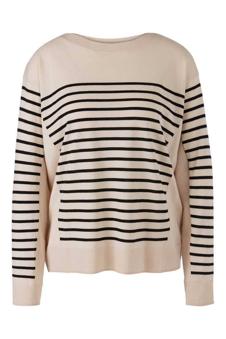 Marc Cain Sports VS 41.08 M74 913 Almond Milk Black Wide Neck Jumper - Olivia Grace Fashion