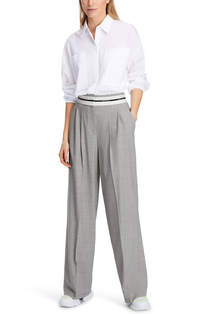 Marc Cain Trousers Wichita High Waist Wide Leg Soft Grey XS 81.13 W11 816 - Olivia Grace Fashion