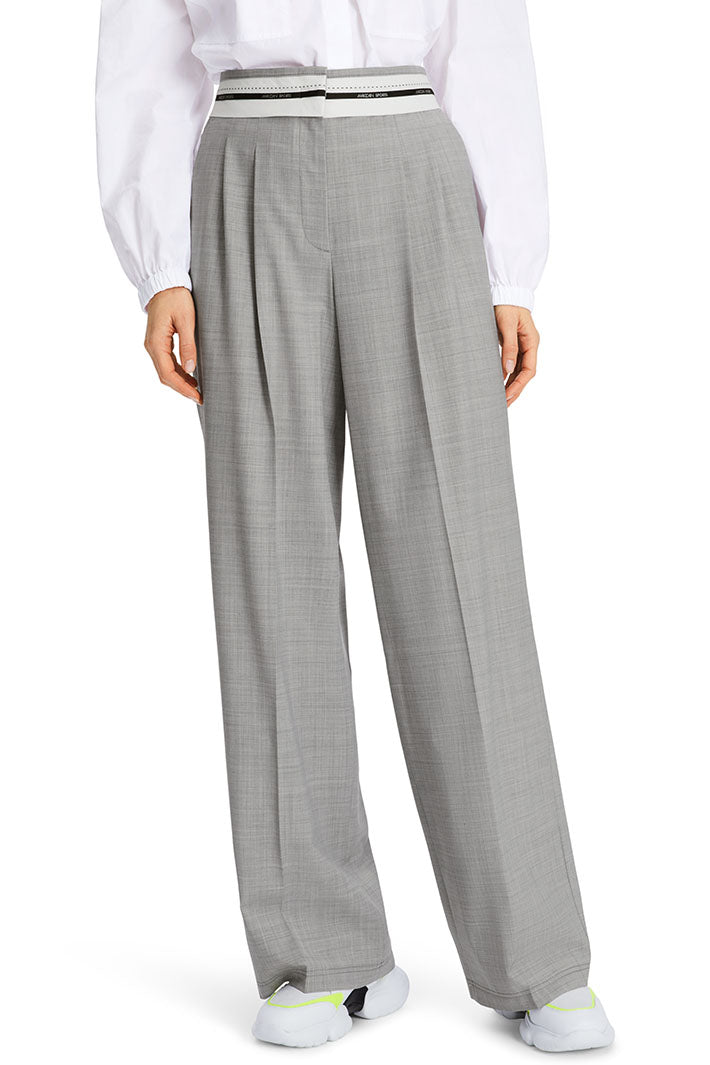 Marc Cain Trousers Wichita High Waist Wide Leg Soft Grey XS 81.13 W11 816 - Olivia Grace Fashion