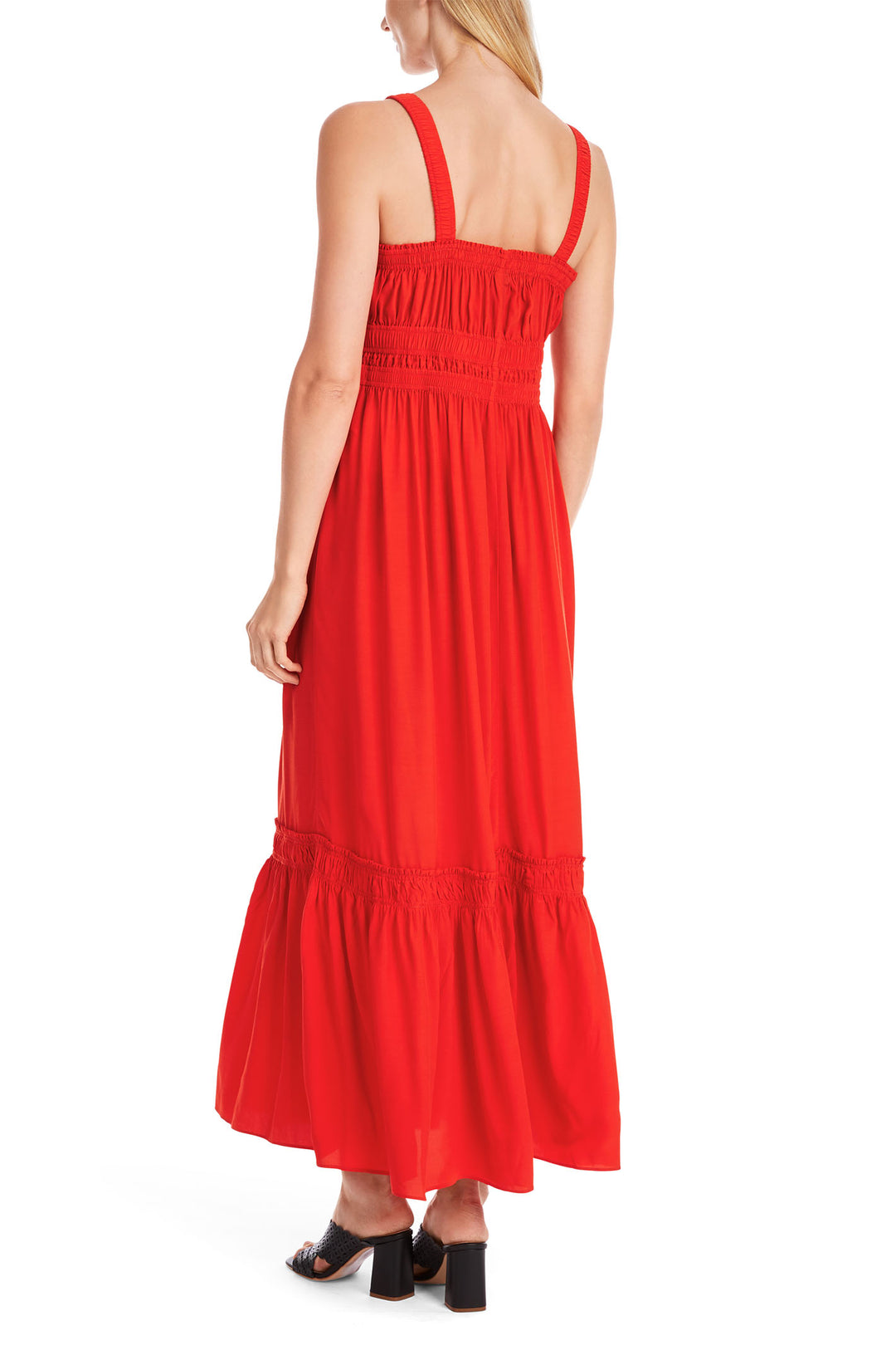 Marc Cain YC21.47 Red Wide Strap Tiered Dress - Olivia Grace Fashion