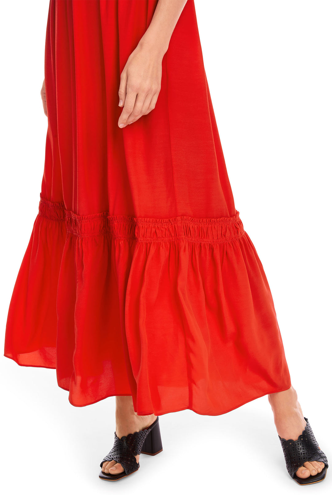 Marc Cain YC21.47 Red Wide Strap Tiered Dress - Olivia Grace Fashion