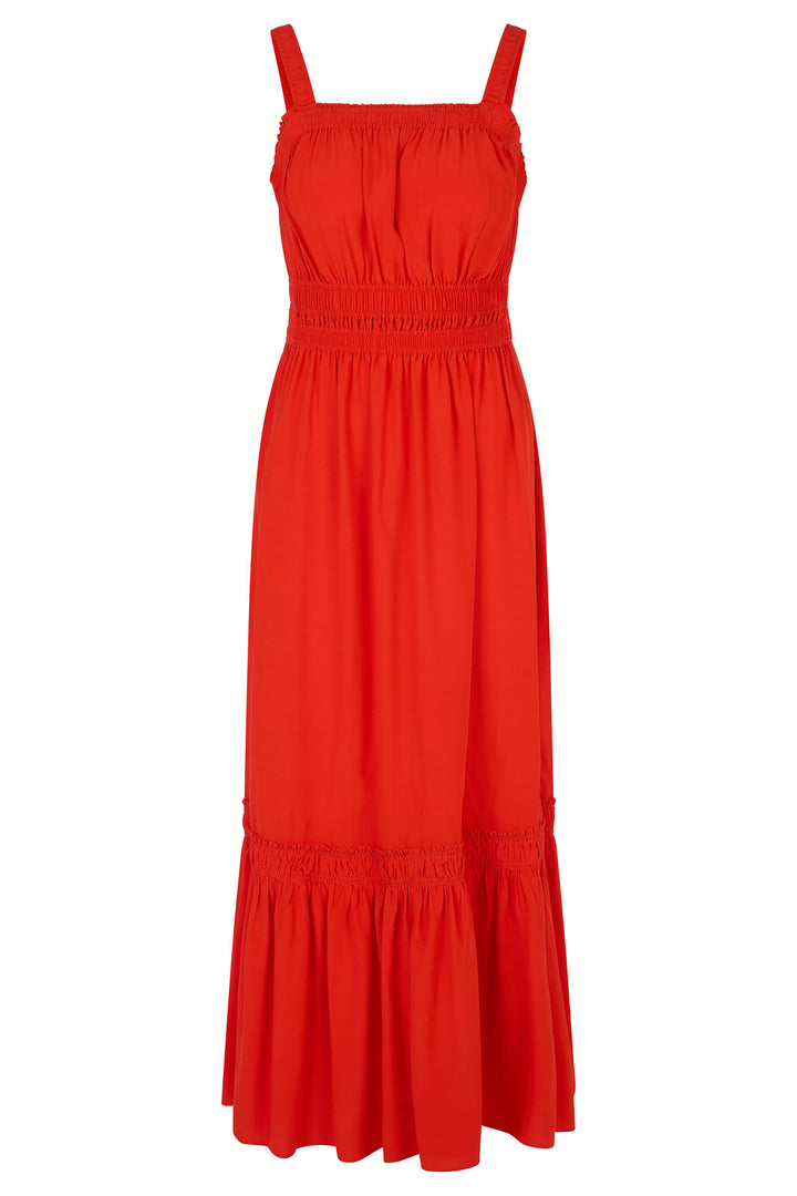 Marc Cain YC21.47 Red Wide Strap Tiered Dress - Olivia Grace Fashion