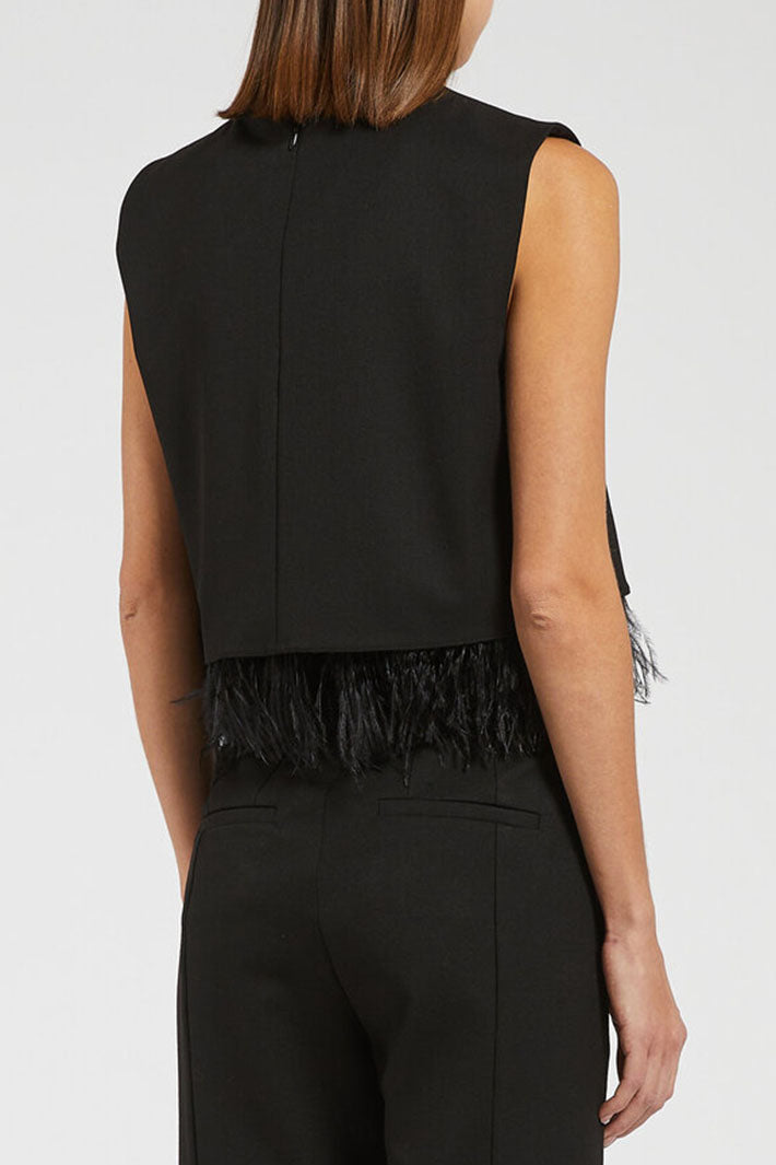 Marella Cantal Top Black Sleeveless Feather Edge 2423166022200 - Olivia Grace Fashion