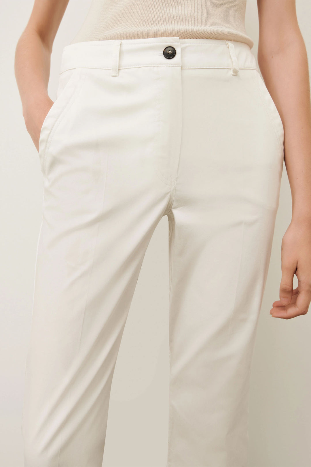 Marella Editto 2413131142200 White Satin Trousers - Olivia Grace Fashion