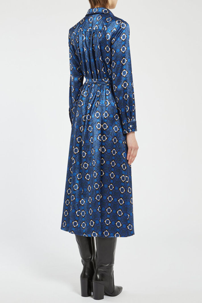 Marella Gary Shirt Dress Navy Caleidos Print 2423226082200 - Olivia Grace Fashion