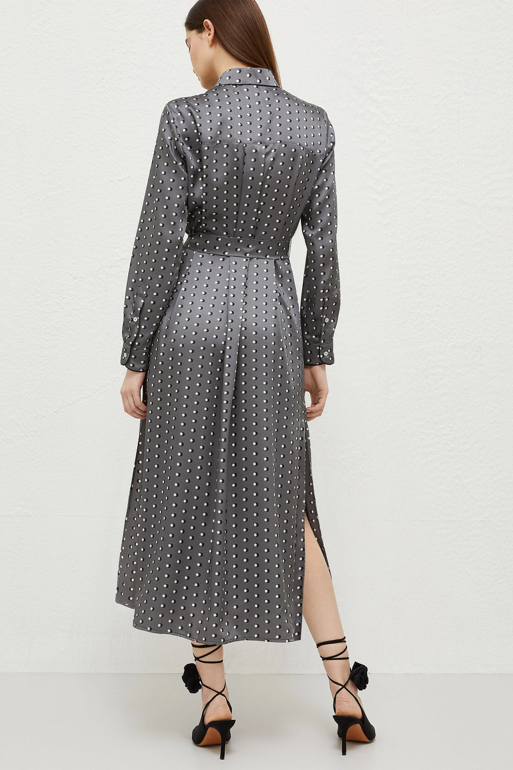 Marella Lugano 2423226211200 Optical Grey Spot Print Dress - Olivia Grace Fashion