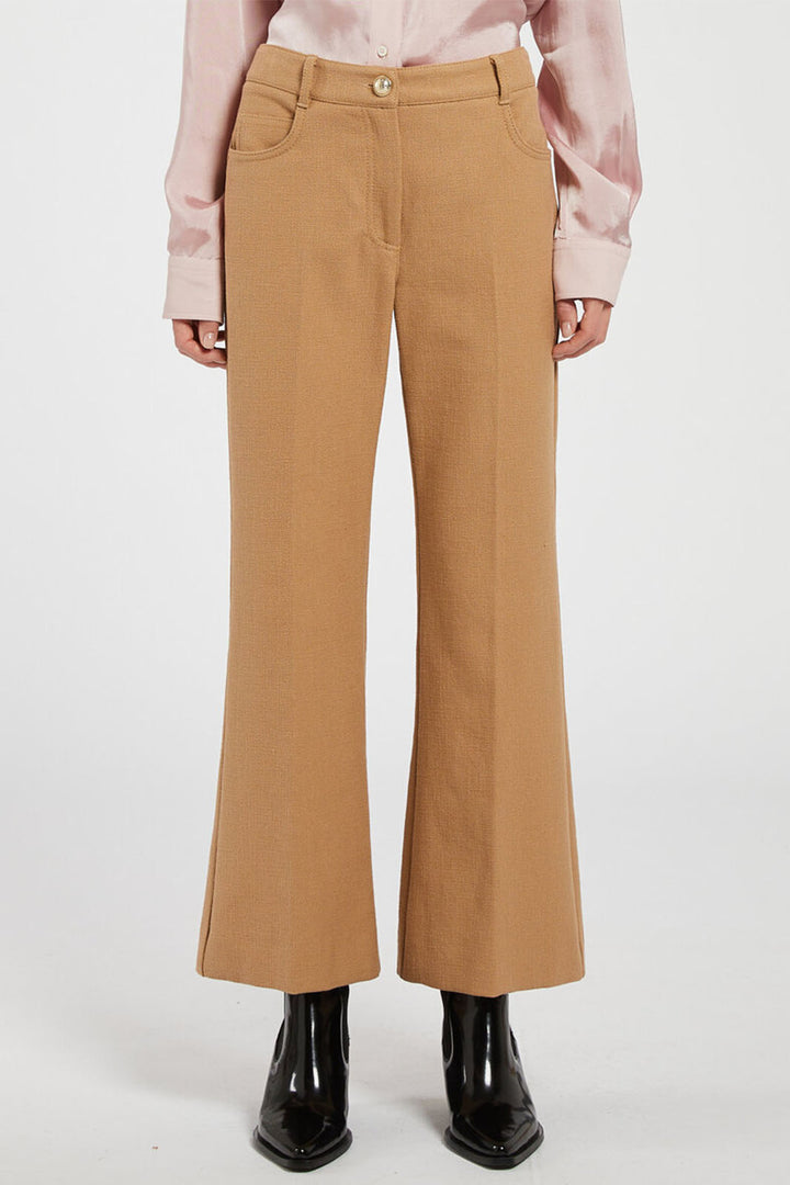 Marella Modane Trousers Camel Brown Flared 2423136062200 - Olivia Grace Fashion