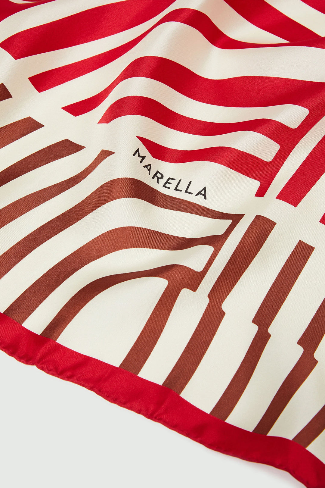 Marella Scarf Rama Red Wave Print Silk 2423546086200 - Olivia Grace Fashion