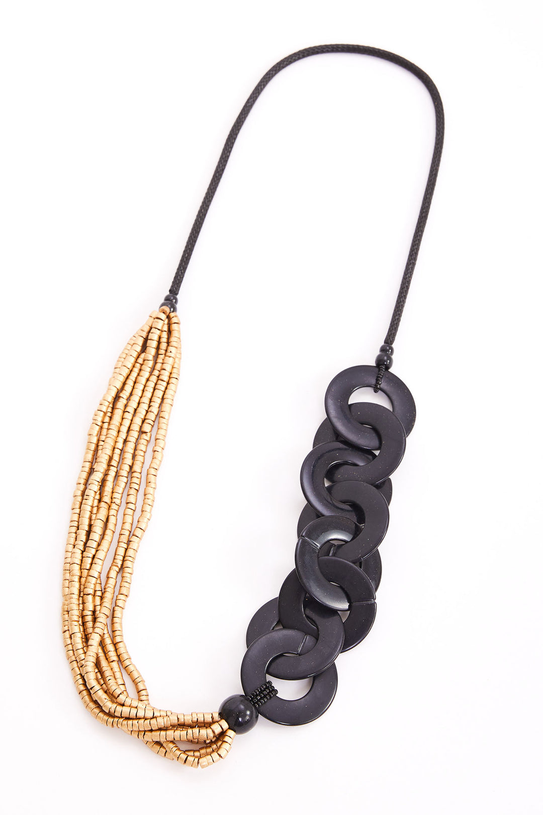 Naya Bead Necklace Black Gold NAW24312 - Olivia Grace Fashion