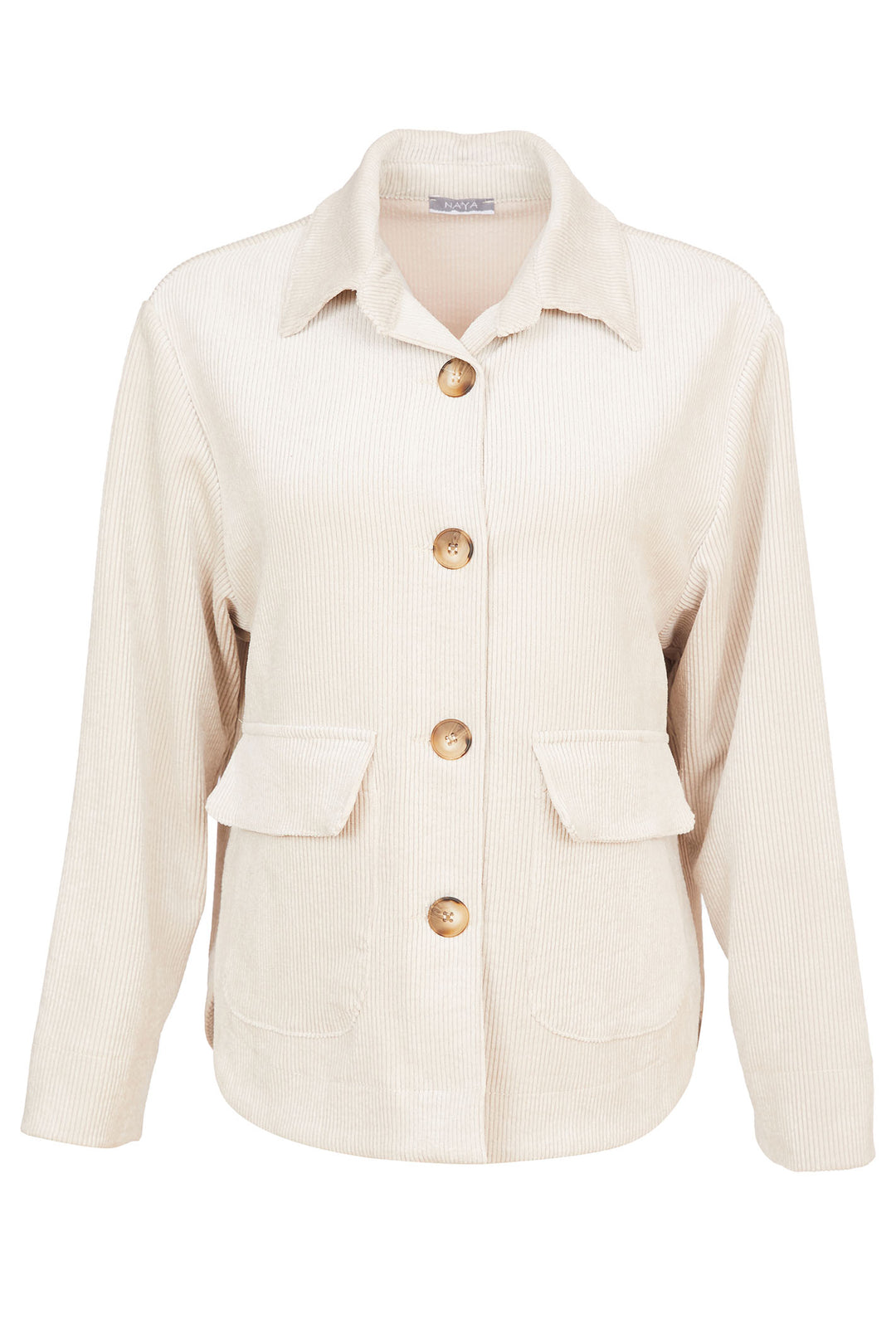 Naya Cord Shirt Jacket Linen Cream NAW24258 - Olivia Grace Fashion