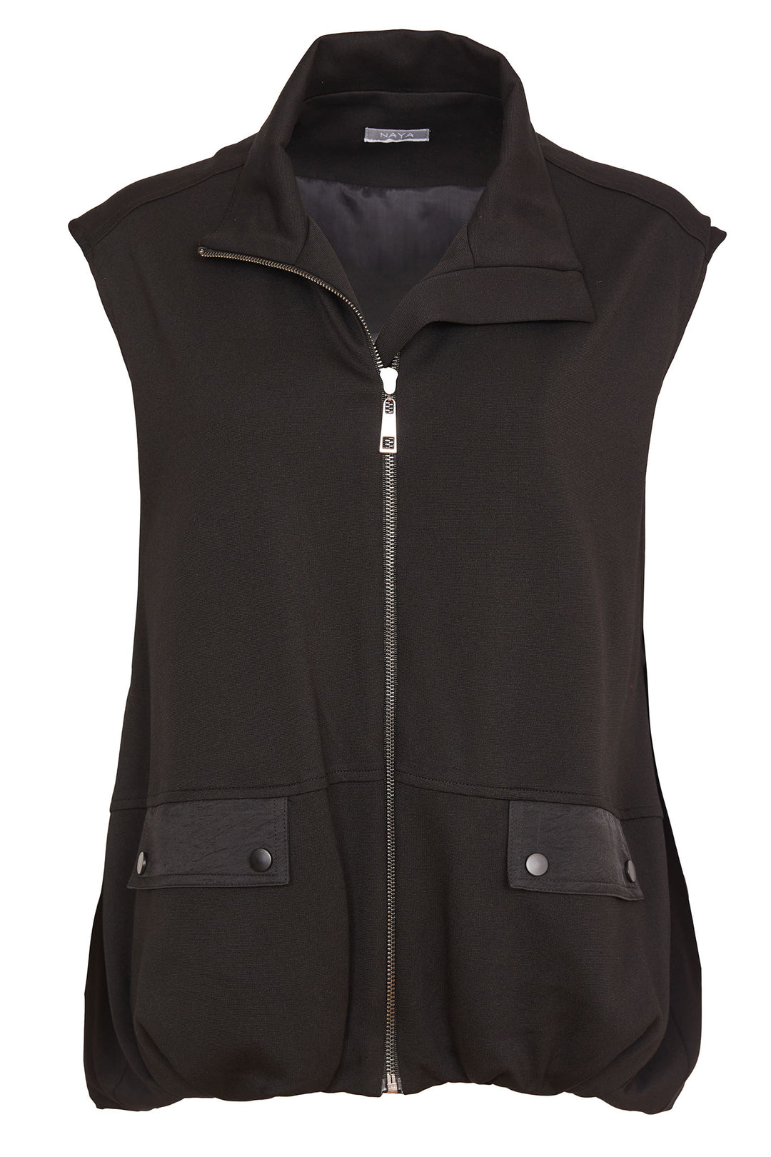 Naya High Neck Zip Waistcoat Black NAW24201 - Olivia Grace Fashion