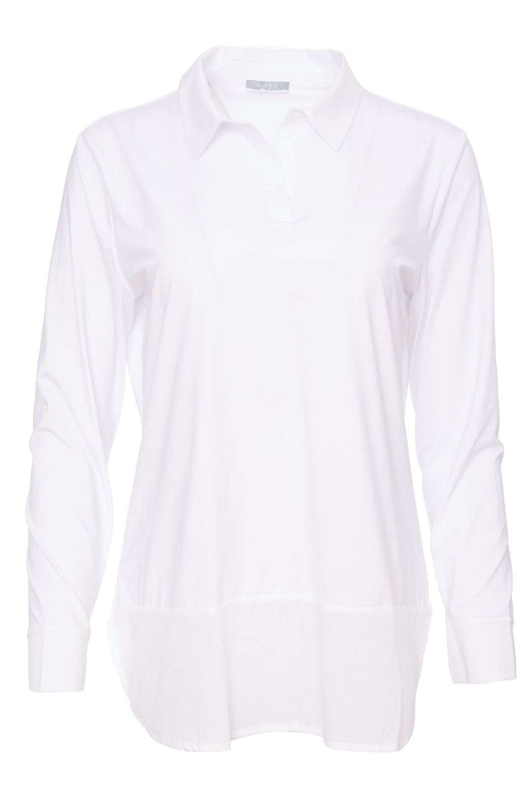 Naya Jersey Hem Panel Blouse White NAW24107 - Olivia Grace Fashion