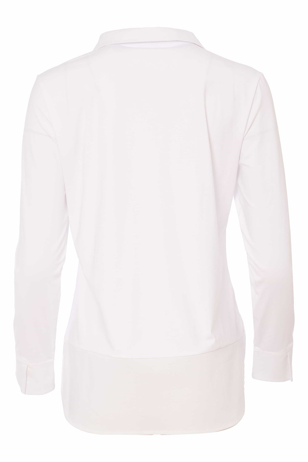 Naya NAS25107 White Jersey Top With Cotton Collar and Cuff - Olivia Grace Fashion