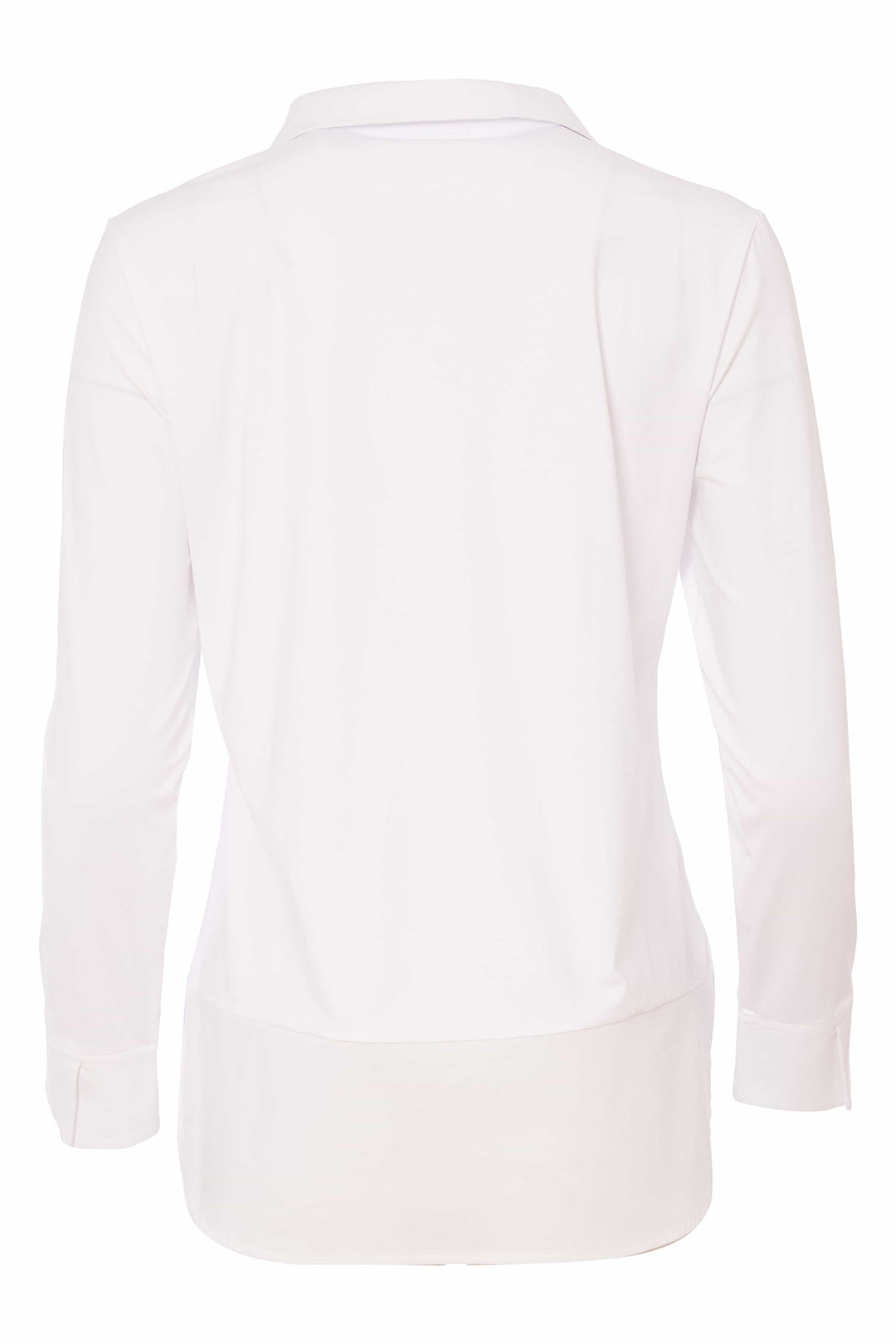 Naya NAS25107 White Jersey Top With Cotton Collar and Cuff - Olivia Grace Fashion