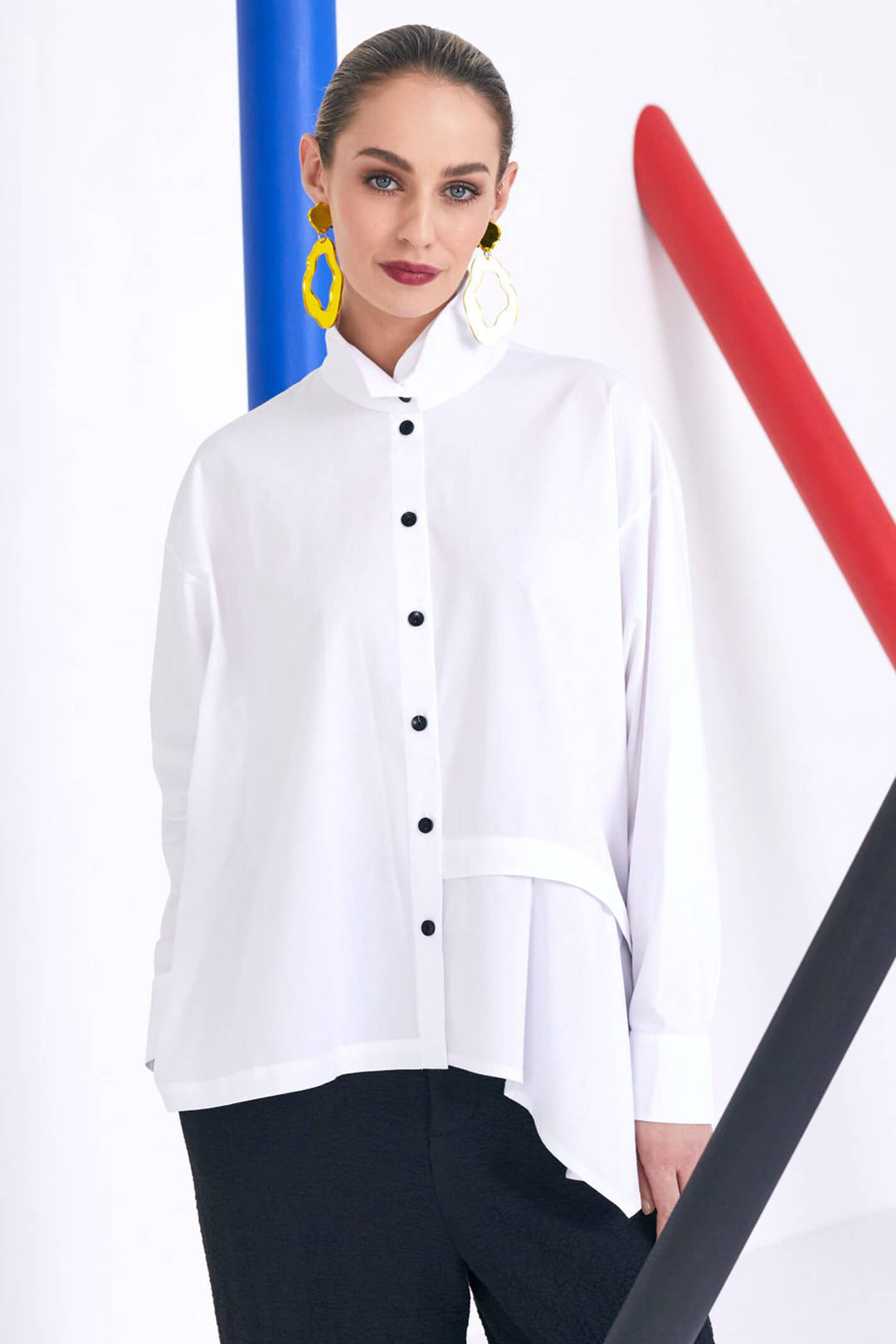 Naya NAW23151 White Tuck Detail Shirt - Olivia Grace Fashion