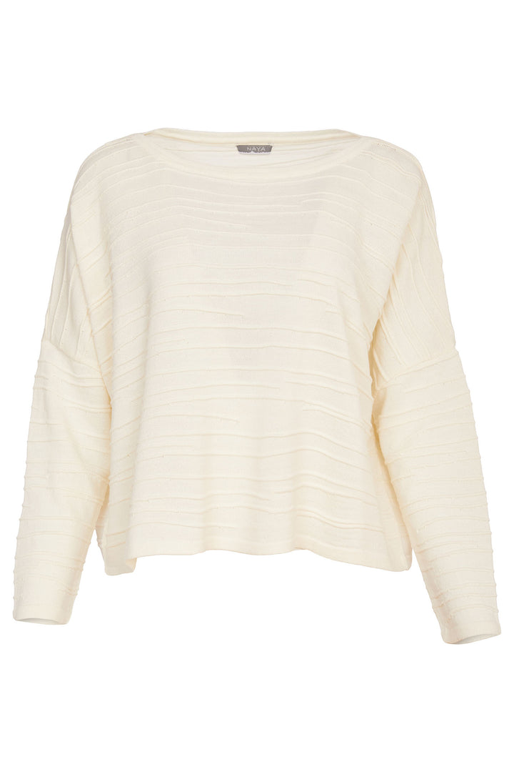 Naya Ribbed Knit Top Cream NAW24205 - Olivia Grace Fashion