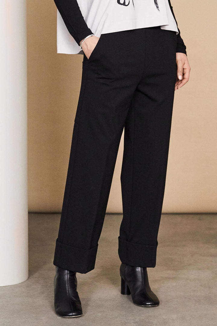 Naya Turn Up Trousers Black NAW24256 - Olivia Grace Fashion