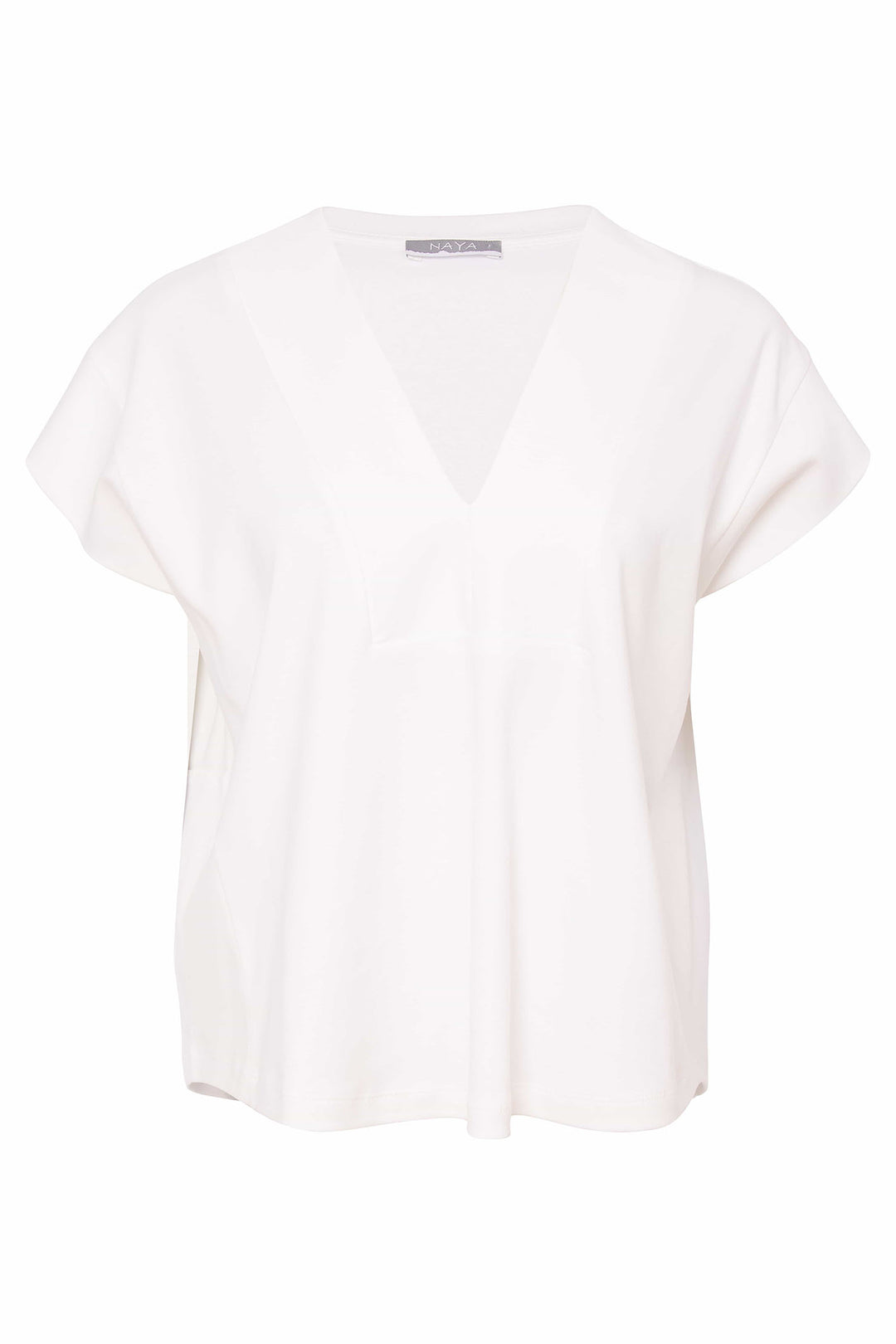 Naya White Boxy V Neck Top NAS25120 01 - Olivia Grace Fashion