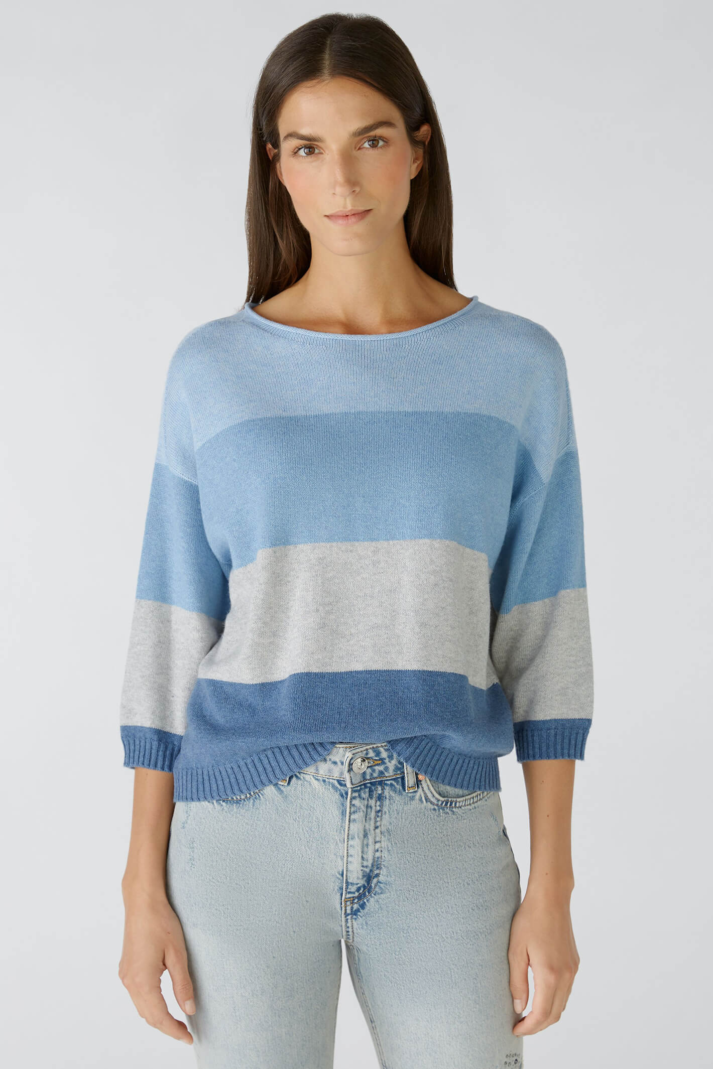 Light blue and outlet white striped sweater