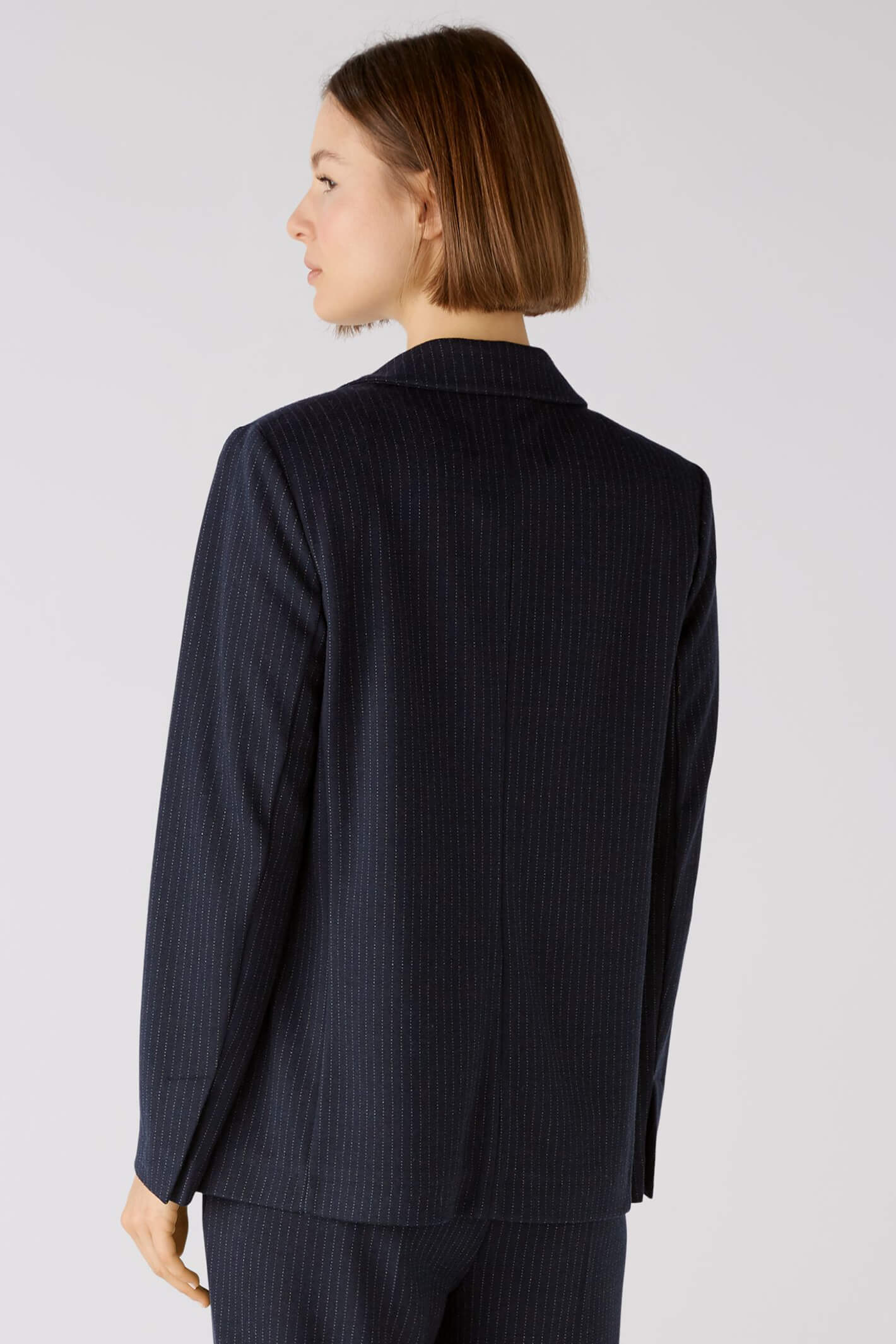 Oui 79453 Navy Pinstripe One Button Blazer Jacket