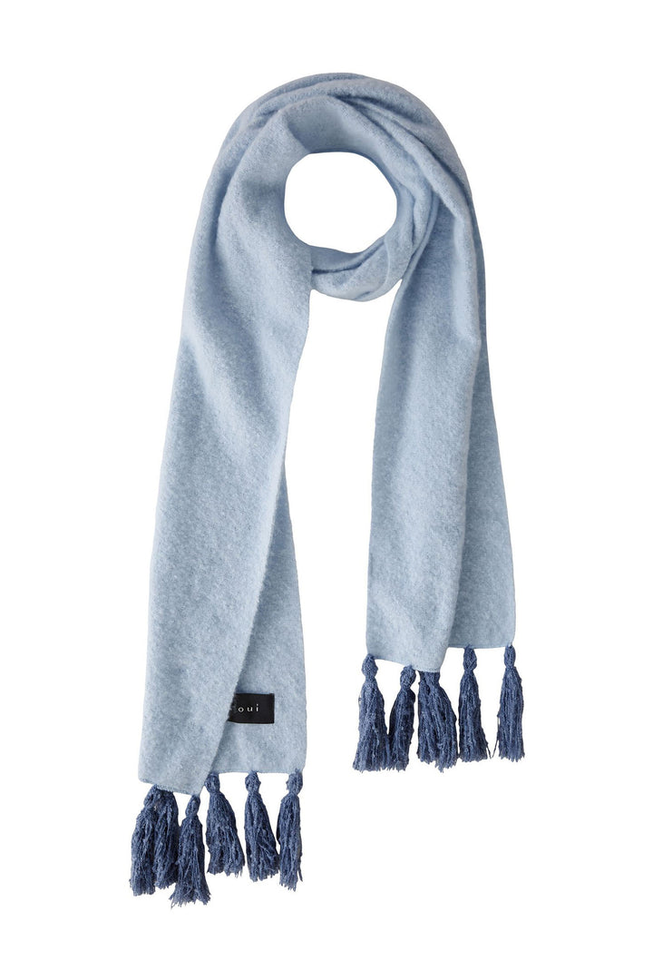 Oui 86154 Light Blue Tassle Scarf - Olivia Grace Fashion