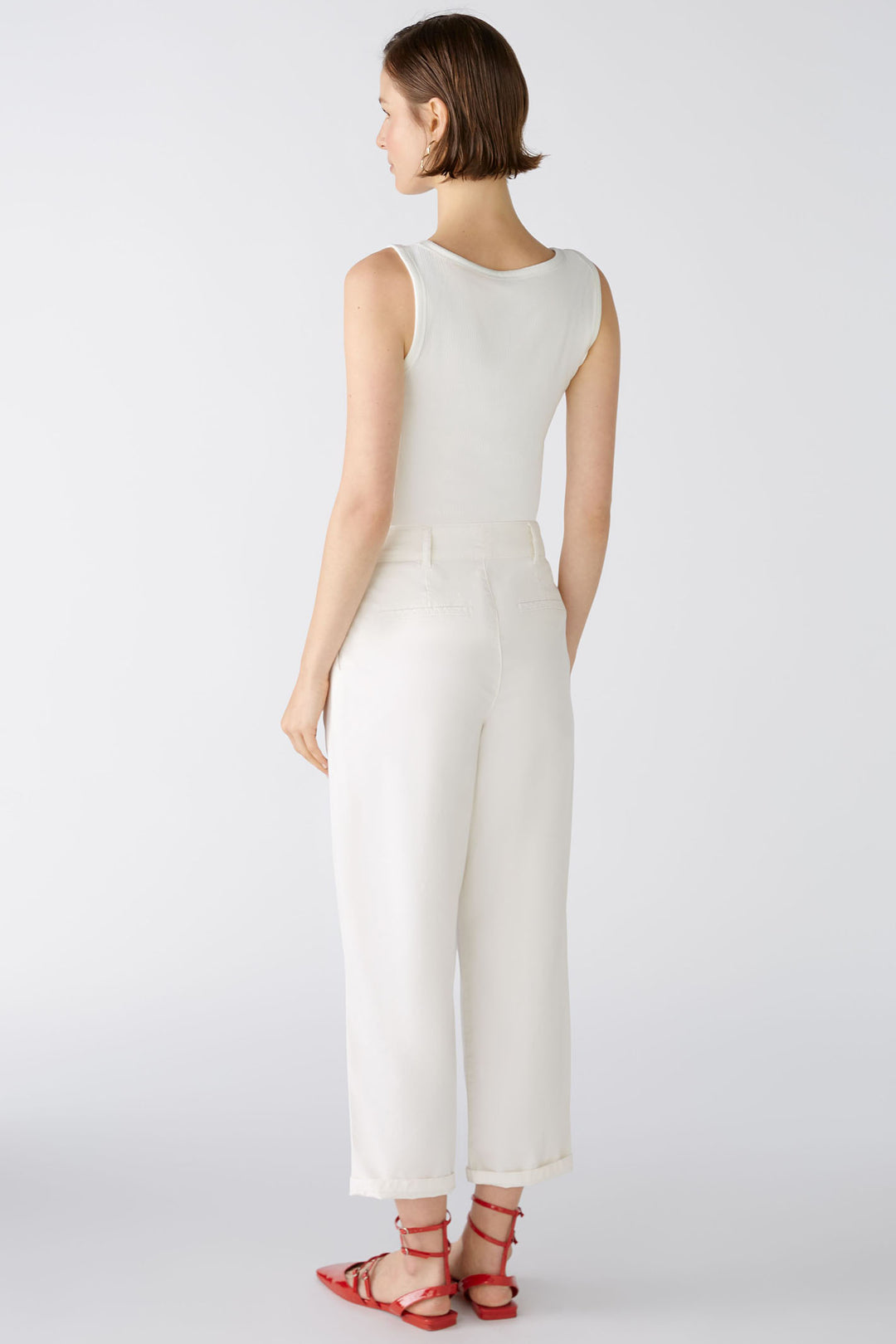 Oui 87175 Offwhite Relaxed Fit Trousers - Olivia Grace Fashion