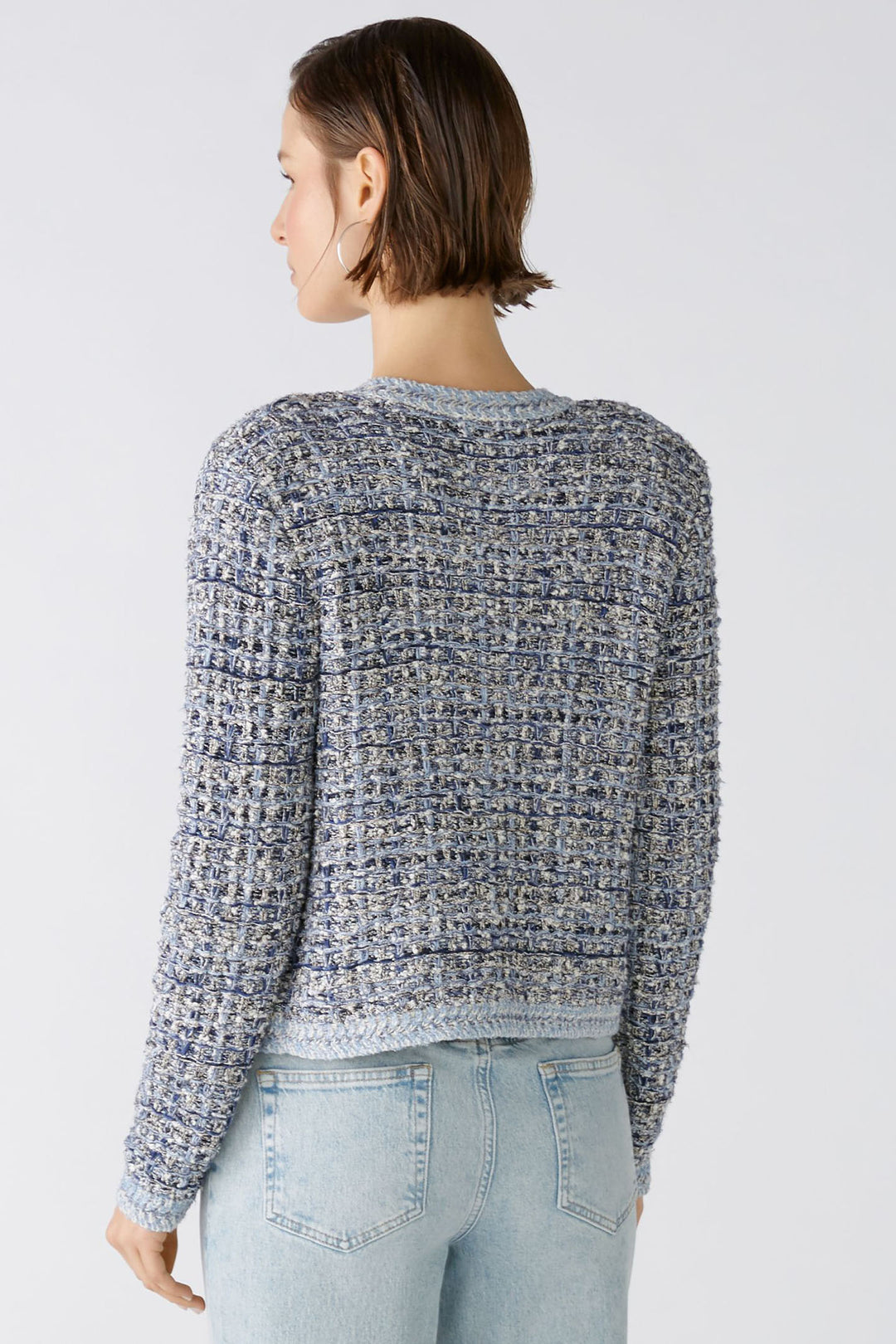 Oui 87825 Blue Chanel Inspired Knitted Cardigan - Olivia Grace Fashion