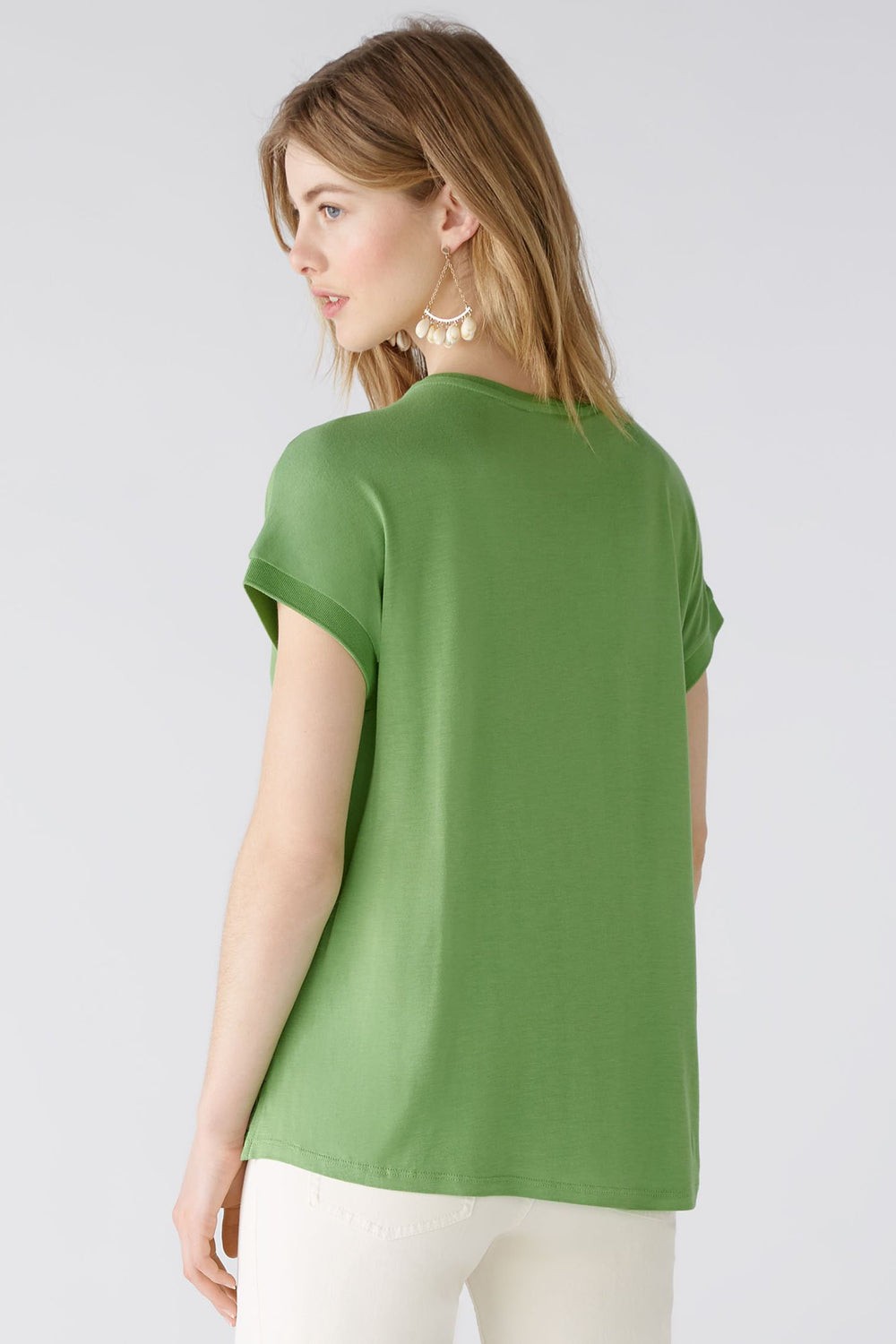 Oui 88335 Green Ayano Wide Neck Cap Sleeve Top - Olivia Grace Fashion