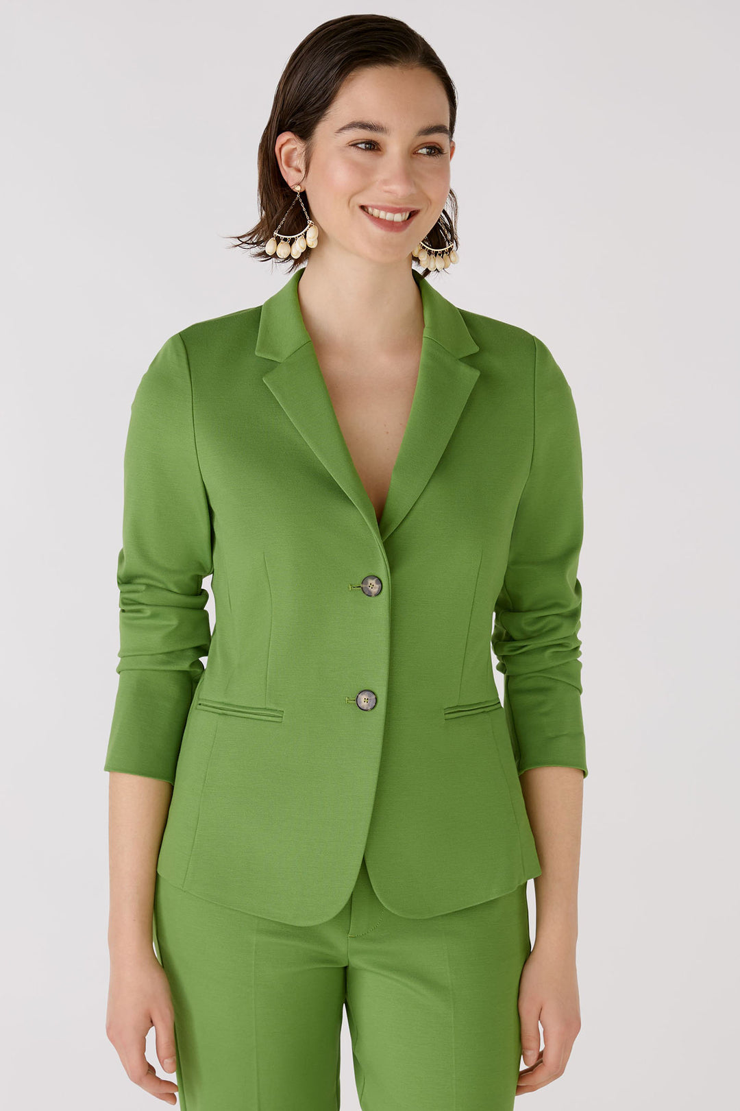 Oui 88450 Green Cloyee Two Button Blazer Jacket - Olivia Grace Fashion