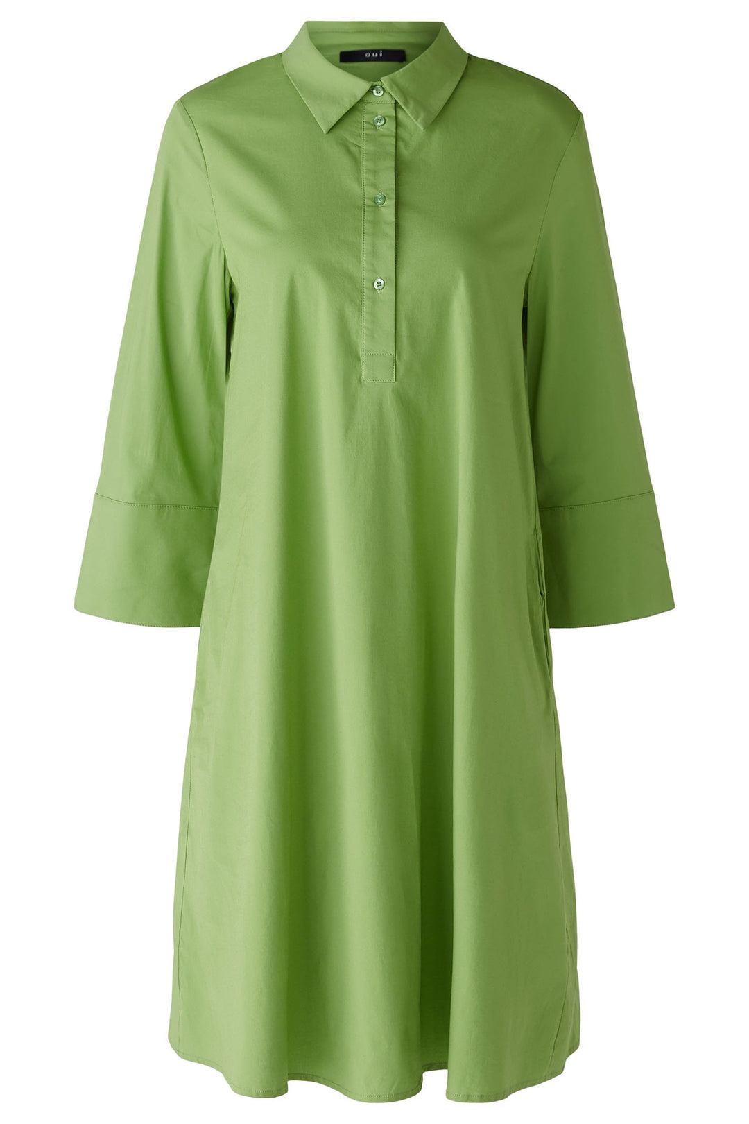 Oui 88465 Forest Green Wide Sleeve Shirt Dress - Olivia Grace Fashion