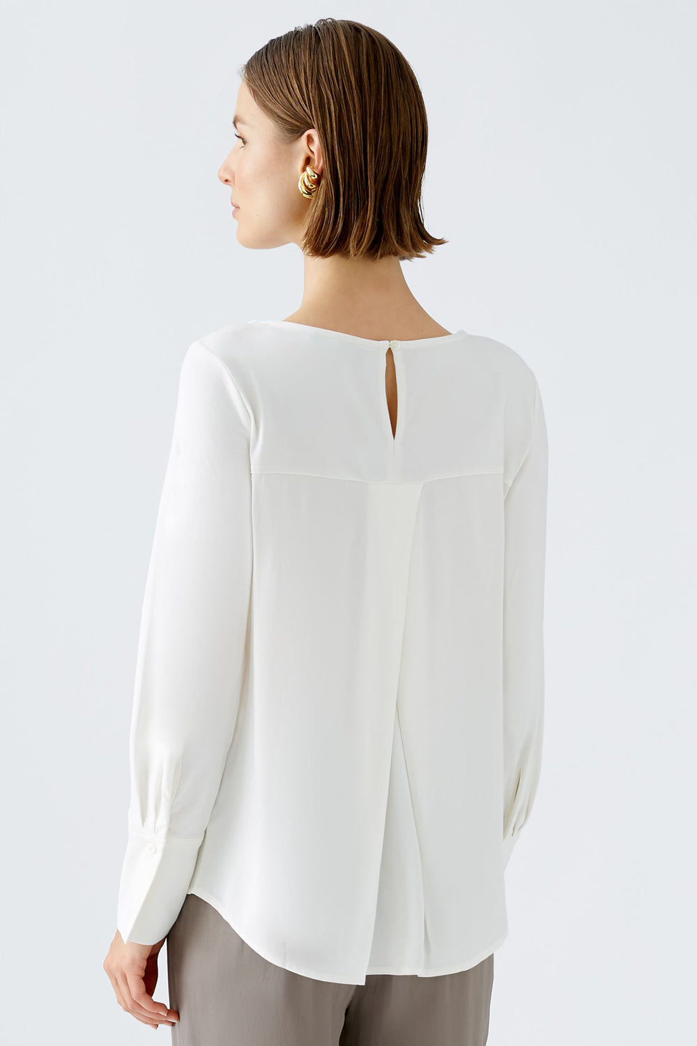 Oui 89271 White Round Necked Blouse - Olivia Grace Fashion