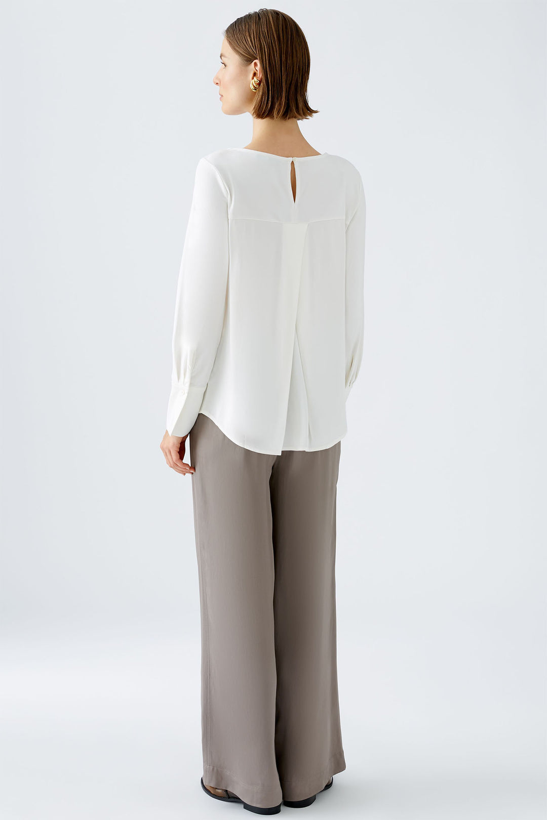 Oui 89271 White Round Necked Blouse - Olivia Grace Fashion