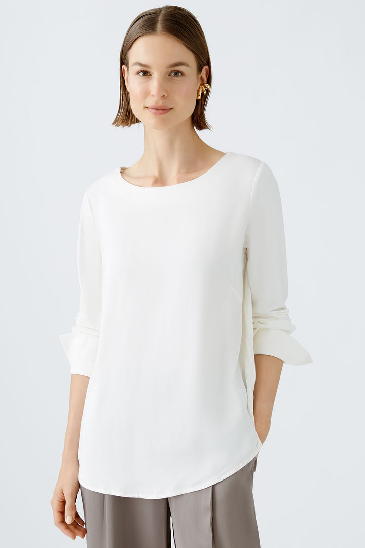 Oui 89271 White Round Necked Blouse - Olivia Grace Fashion