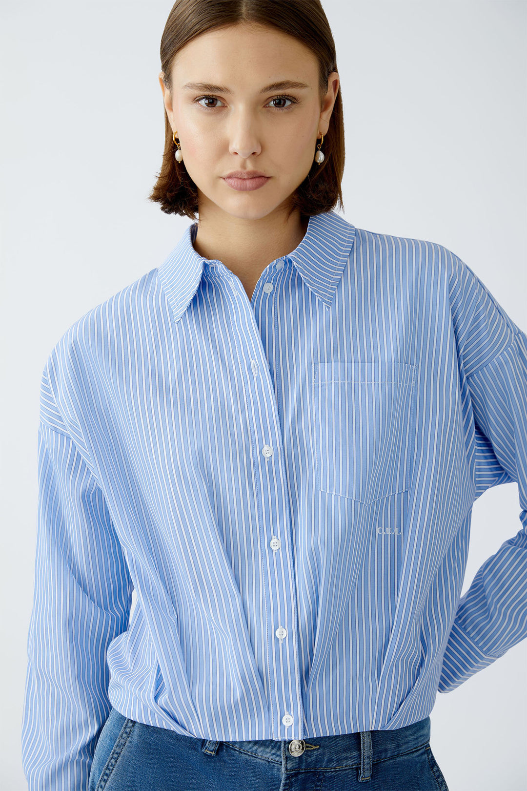 Oui Blouse Blue White Stripe 89888 0531 - Olivia Grace Fashion