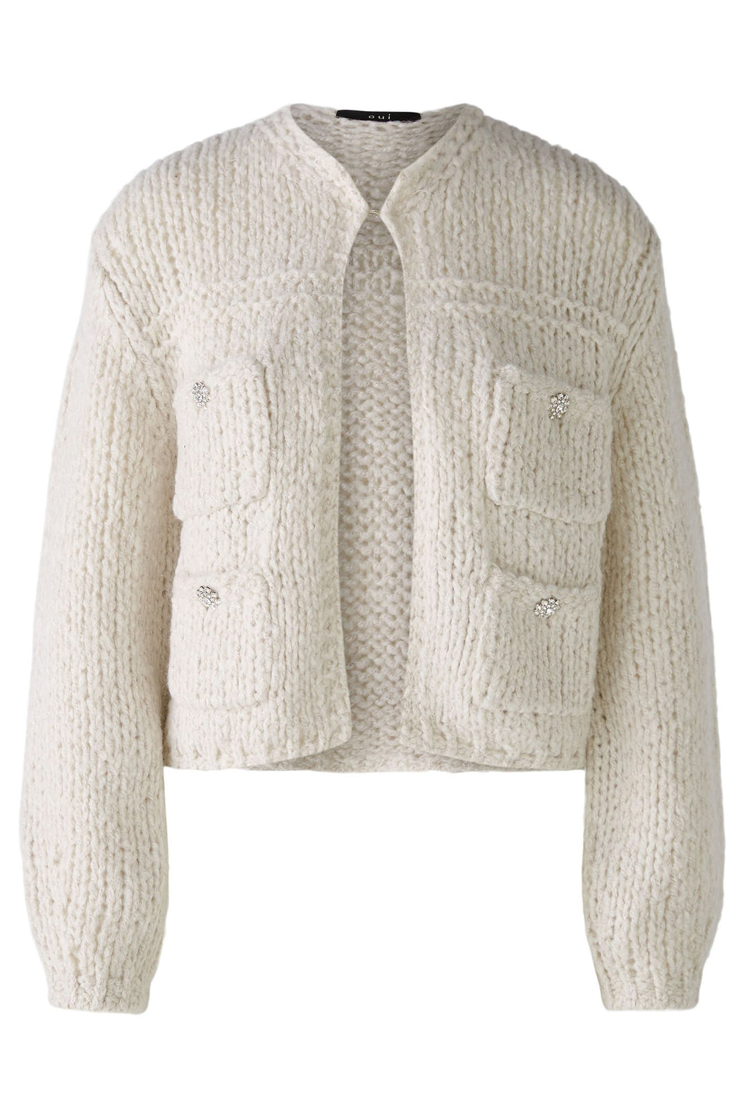 Oui Cardigan Chunky Knit Light Beige Melange 90614 7065 - Olivia Grace Fashion