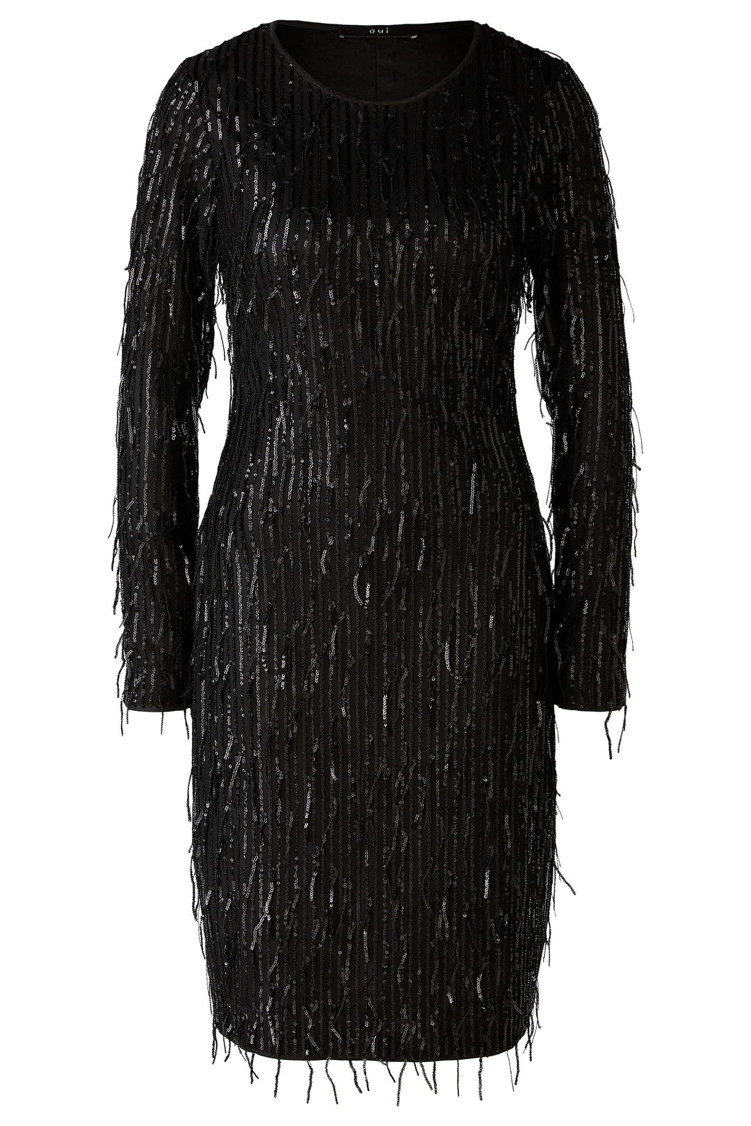 Oui Dress Black Sequin Tassle Cocktail Party 89818-9990 - Olivia Grace Fashion