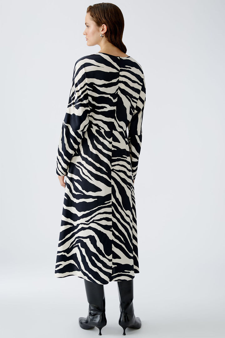 Oui Dress Midi Zebra Print Black Off-White 90633-0991 - Olivia Grace Fashion