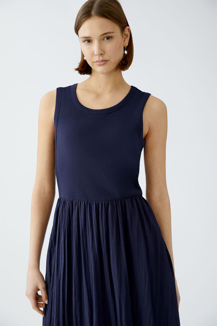 Oui Dress Sleeveless Dark Blue Gathered Skirt 1814 5742 - Olivia Grace Fashion