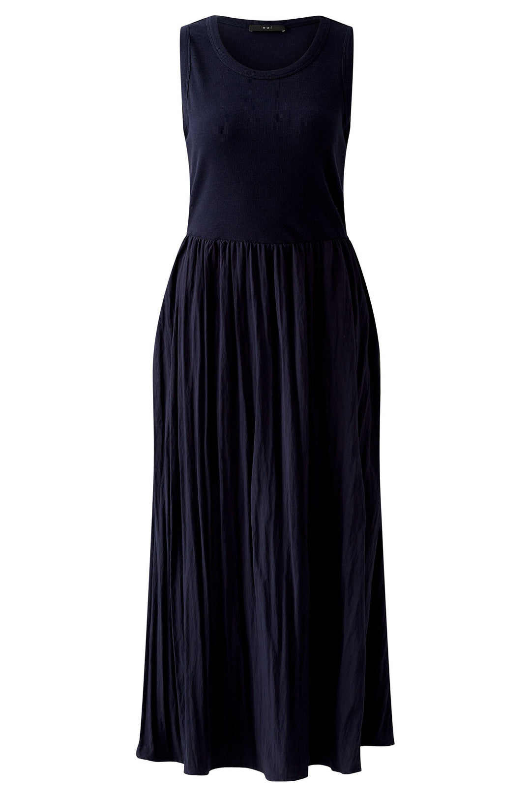 Oui Dress Sleeveless Dark Blue Gathered Skirt 1814 5742 - Olivia Grace Fashion