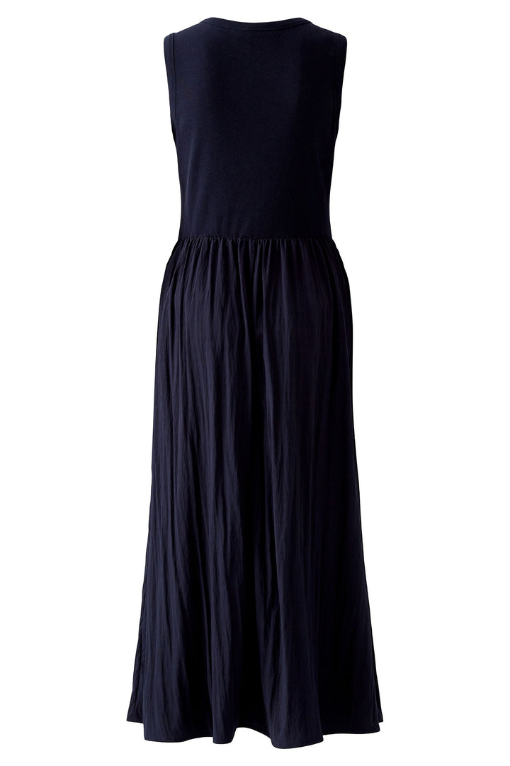 Oui 91814 Dark Blue Sleeveless Dress with Gathered Skirt