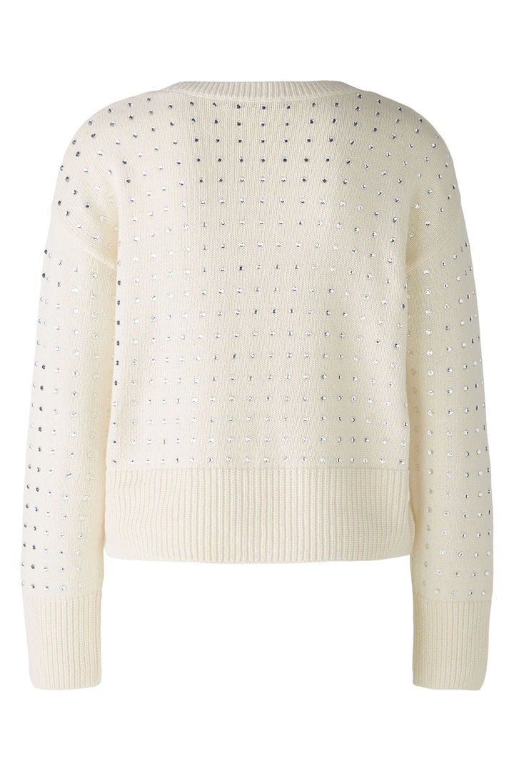 Oui Jumper Off-White Crystal Detailing 91117 1042 - Olivia Grace Fashion