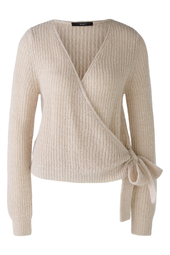 Oui Jumper Wrap Style Light Beige Melange 91106 7065 - Olivia Grace Fashion