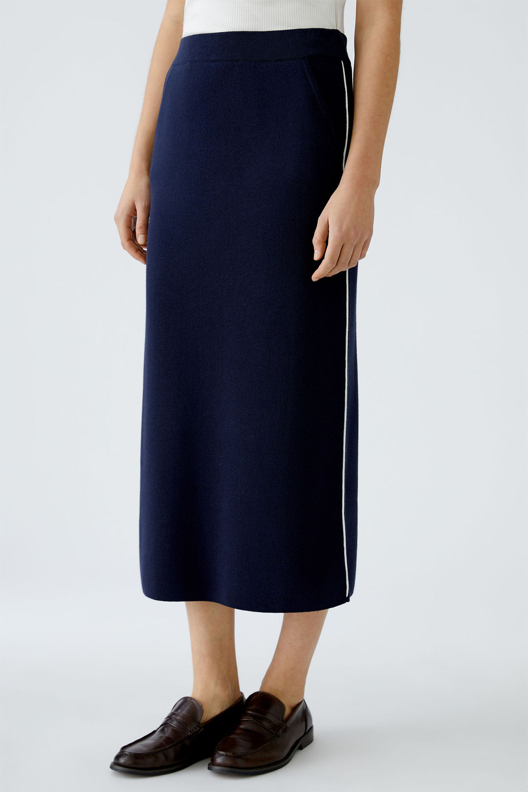 Oui Knit Skirt Dark Blue Pull-On 91804 5742 - Olivia Grace Fashion