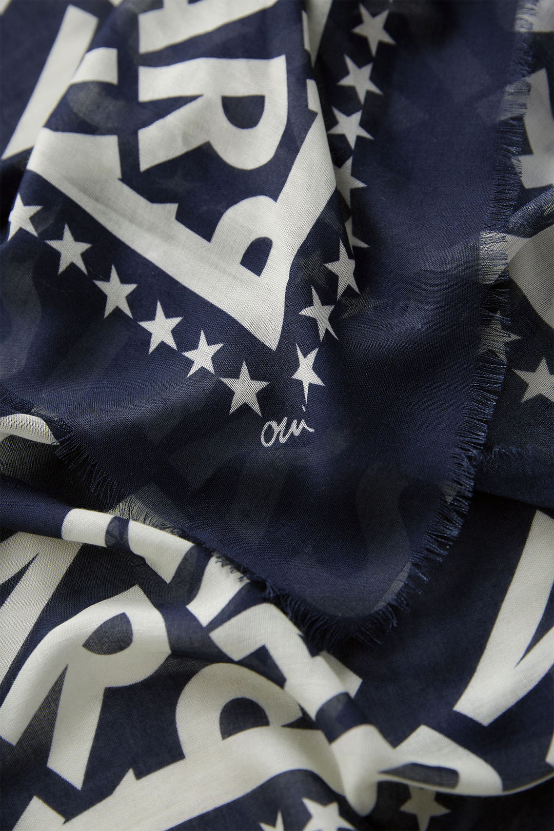 Oui Scarf Navy White Motif 89993-0571 - Olivia Grace Fashion