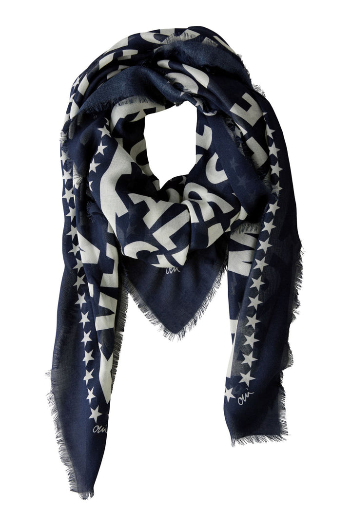 Oui Scarf Navy White Motif 89993-0571 - Olivia Grace Fashion