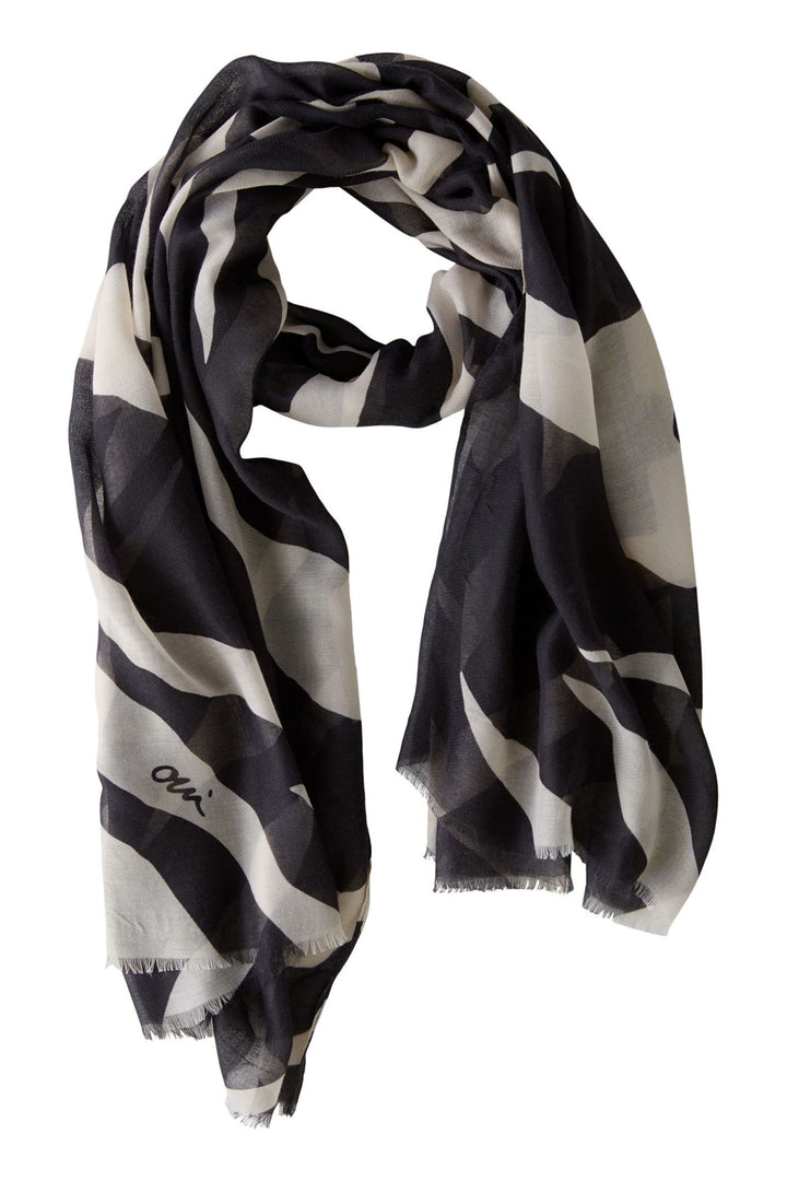 Oui Scarf Zebra Black Off-White 90858 0991 - Olivia Grace Fashion