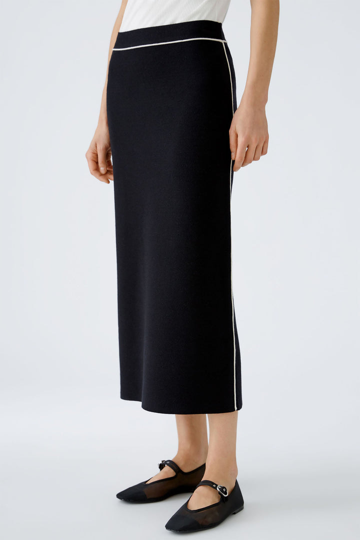 Oui Skirt Midi Length Knitted Black 90658 9990 - Olivia Grace Fashion