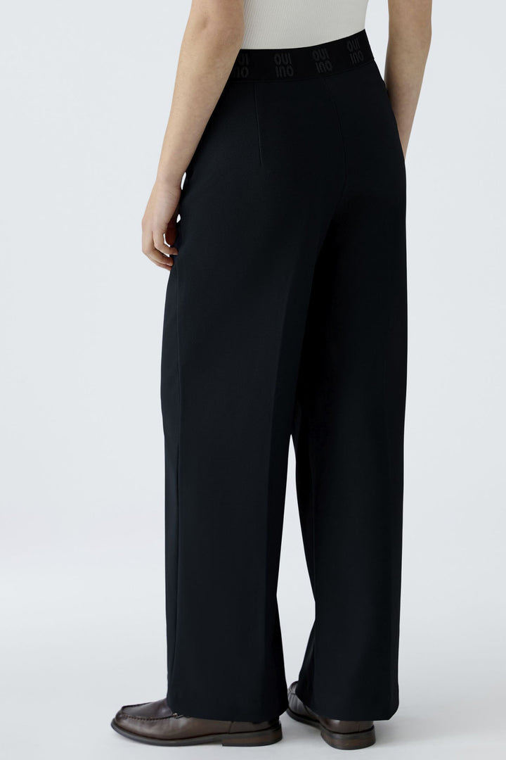 Oui Trousers Pull-On Wide Leg Black 91737 - Olivia Grace Fashion